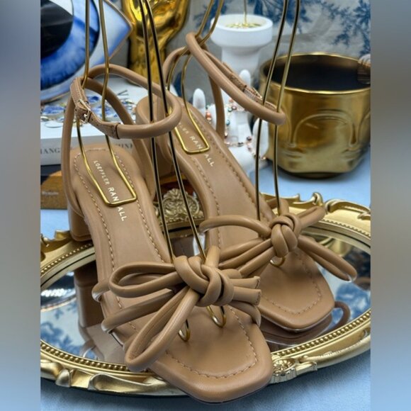 🆕 LOEFFLER RANDALL 🧿 NWOB Mikel Leather Bow Heel Sandal, Dune Leather - Sz 7 - Picture 6 of 16